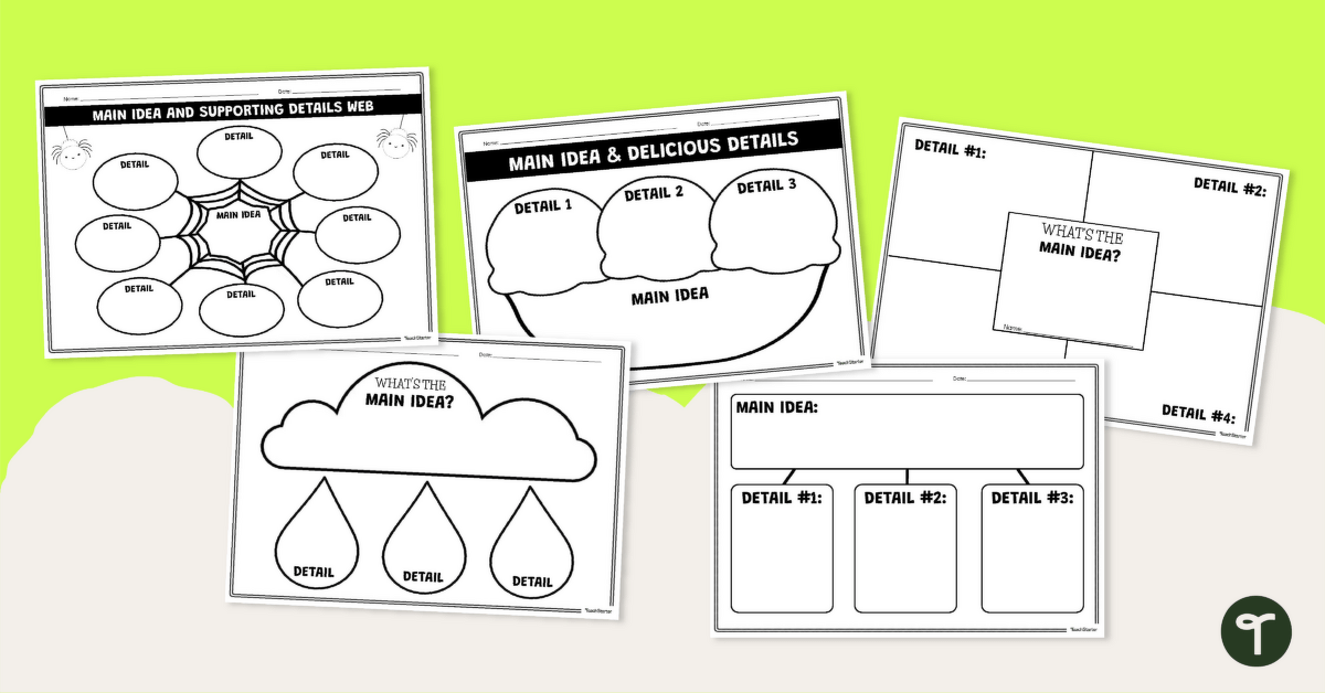 Finding the Main Idea - Graphic Organizer Templates teaching resource