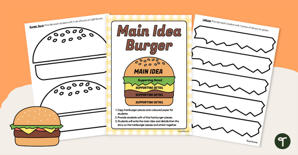 Image of Main Idea and Details Burger Template