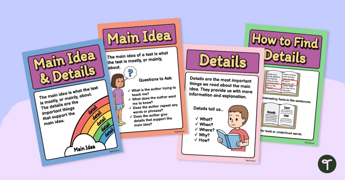 Main Idea and Supporting Details Posters teaching resource