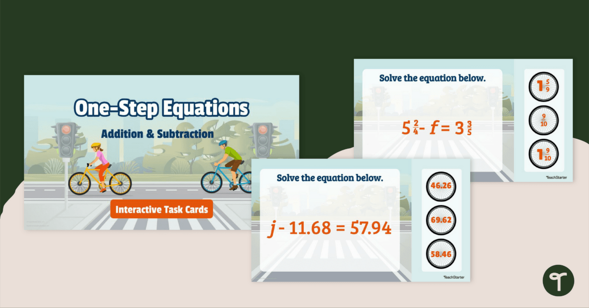 One-Step Equations (Addition & Subtraction) – Interactive Task Cards teaching resource