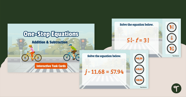 Go to One-Step Equations (Addition & Subtraction) – Interactive Task Cards teaching resource