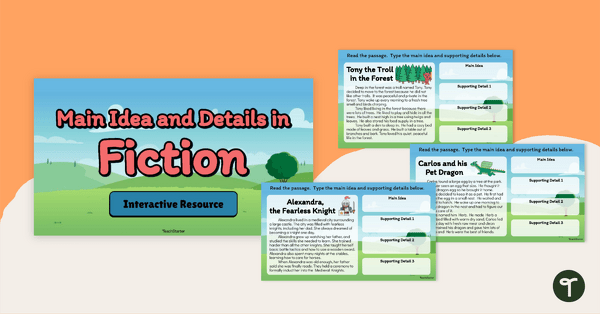 Finding the Main Idea in Fiction Texts Interactive Activity teaching resource