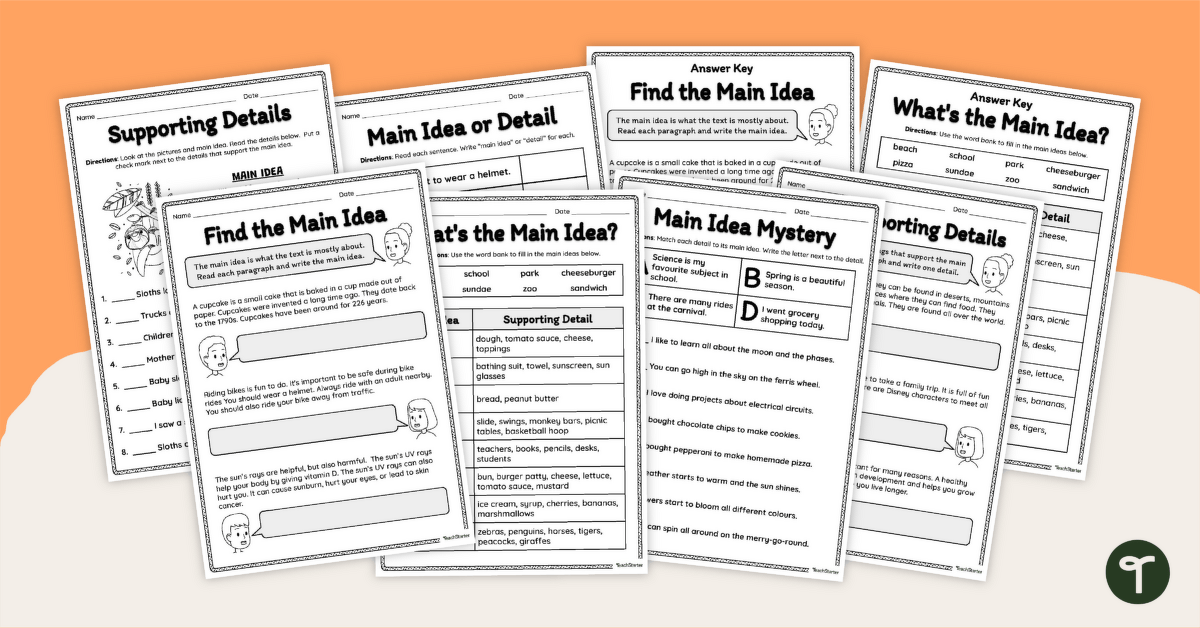 Main Idea and Details Worksheets teaching resource