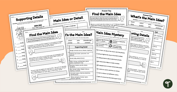 Main Idea and Details Worksheets teaching resource