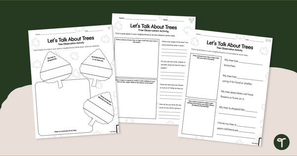 Go to Tree Observation Worksheets teaching resource