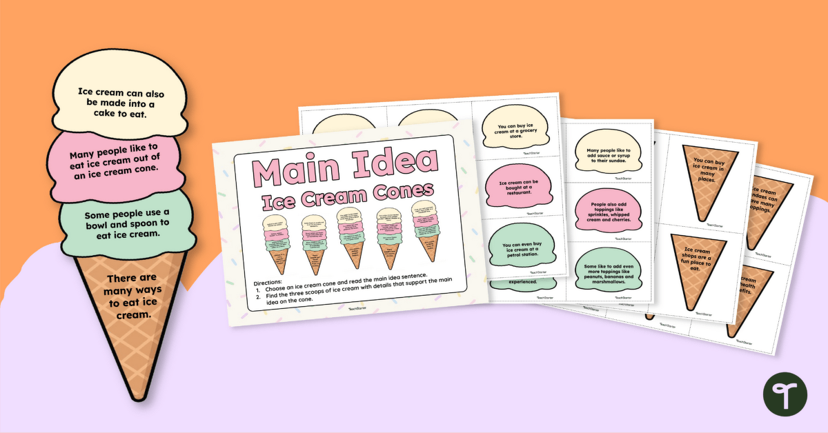 Main Idea Ice Cream Cones Sorting Activity teaching resource
