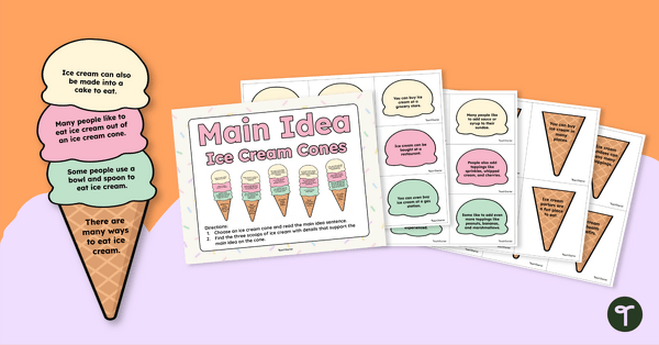 Main Idea Ice Cream Cones Sorting Activity teaching resource