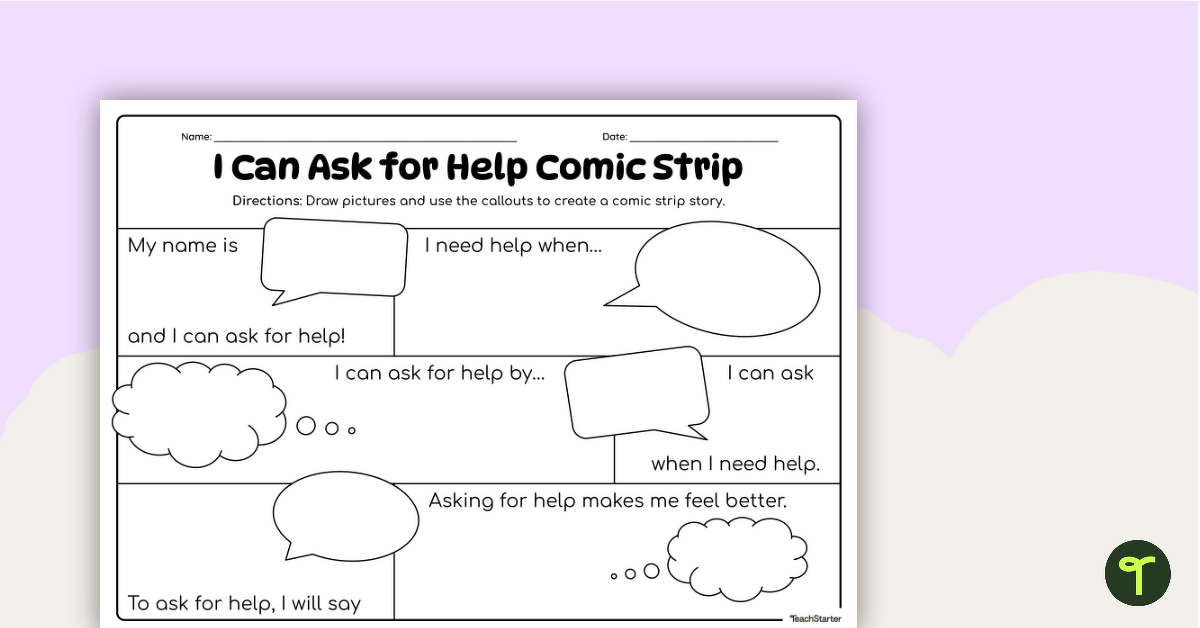 Asking for Help Comic Strip Template teaching resource