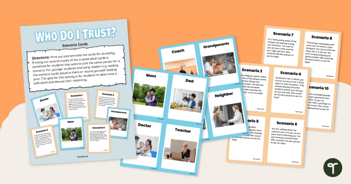 Trusted Adult Scenario Task Cards teaching resource