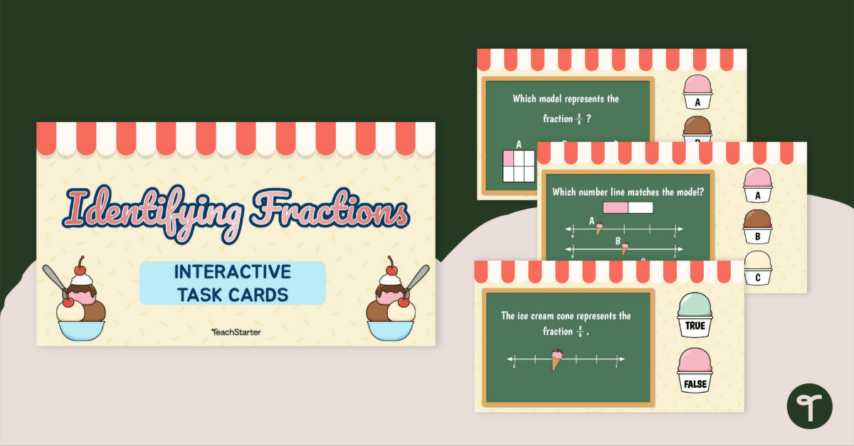 Identifying Fractions – Interactive Task Cards teaching resource