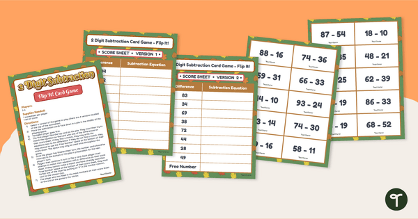 Go to 2 Digit Subtraction - Flip It Card Game teaching resource