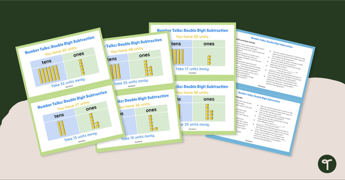 Number Talks - Double Digit Subtraction Task Cards teaching resource
