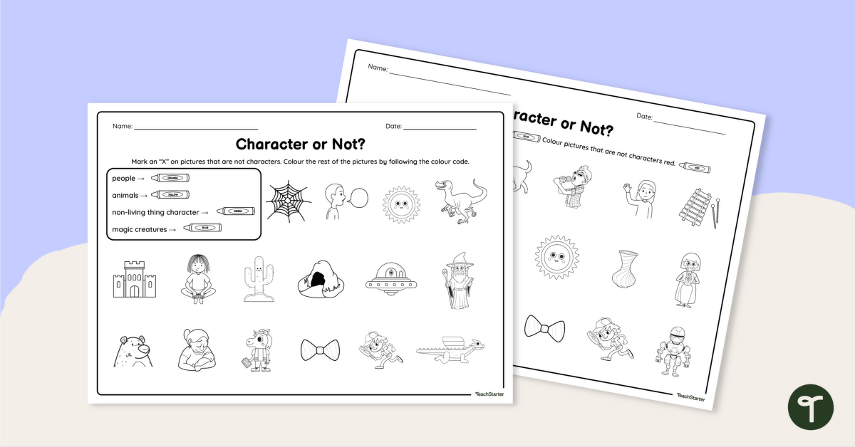 Character or Not? - Colouring Worksheet teaching resource