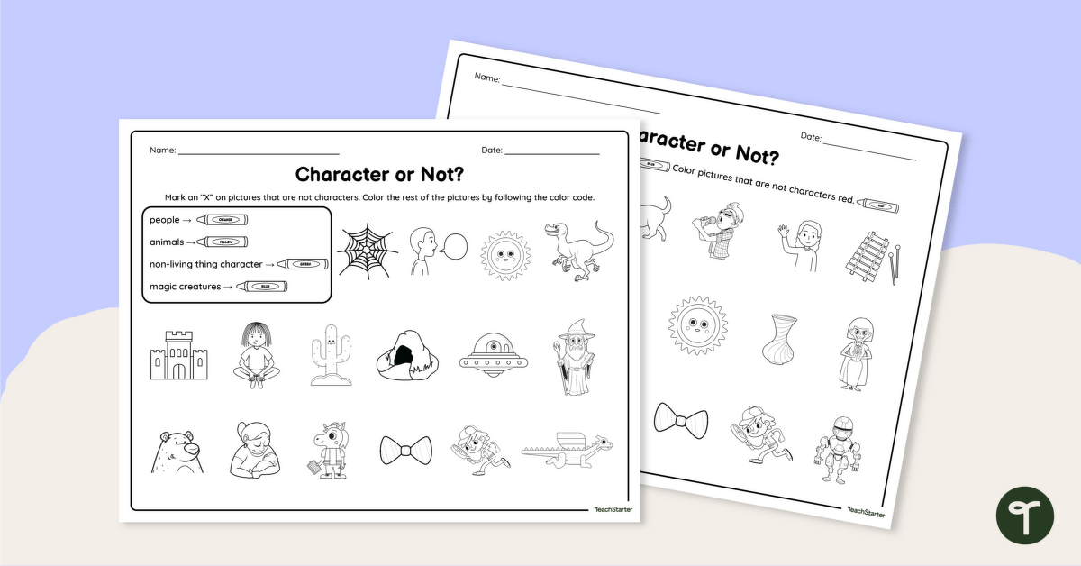 Character or Not? - Coloring Worksheet teaching resource
