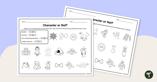 Go to Character or Not? - Coloring Worksheet teaching resource