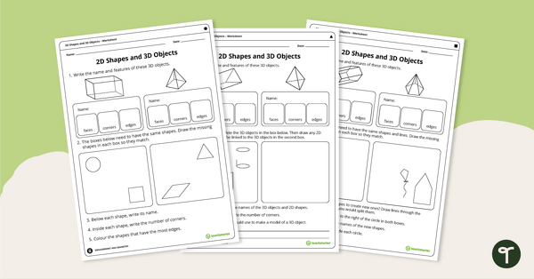 Go to 2D Shapes and 3D Objects – Worksheets teaching resource