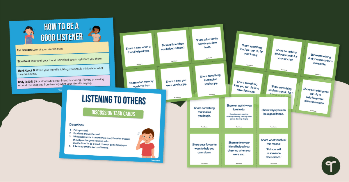 Listening to Others – Discussion Task Cards and Poster teaching resource