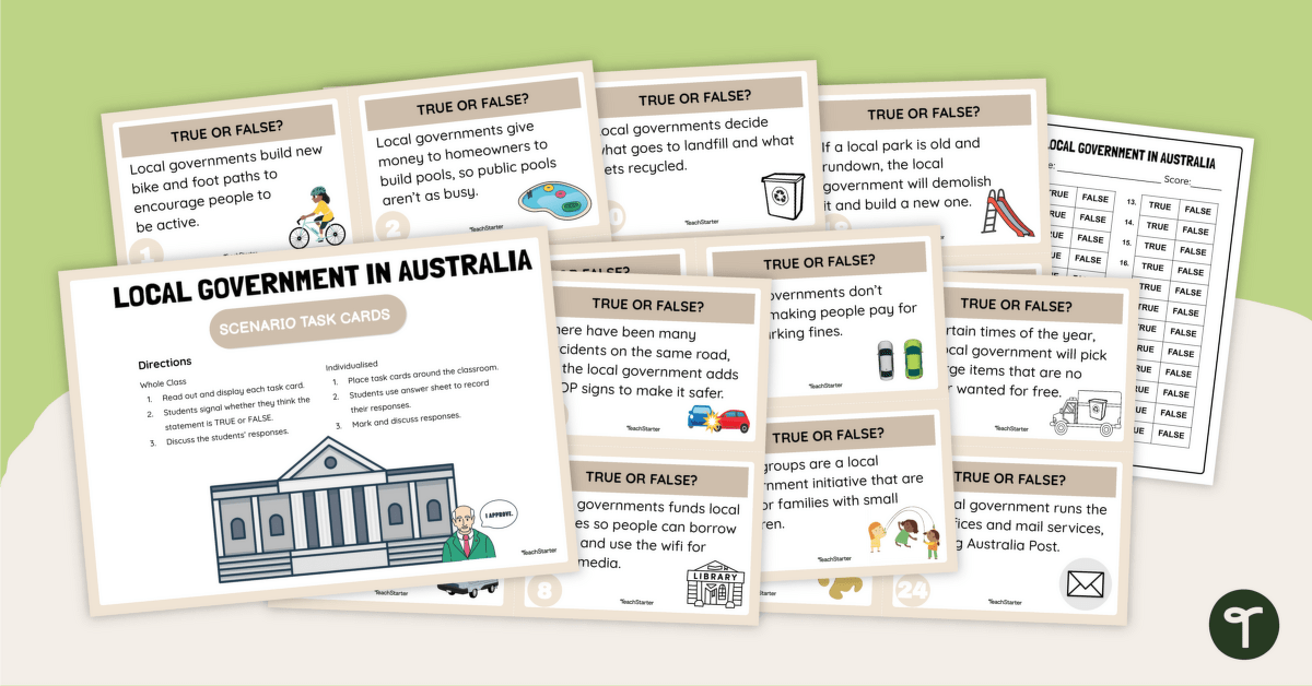 Australian Local Government - Scenario Cards teaching resource