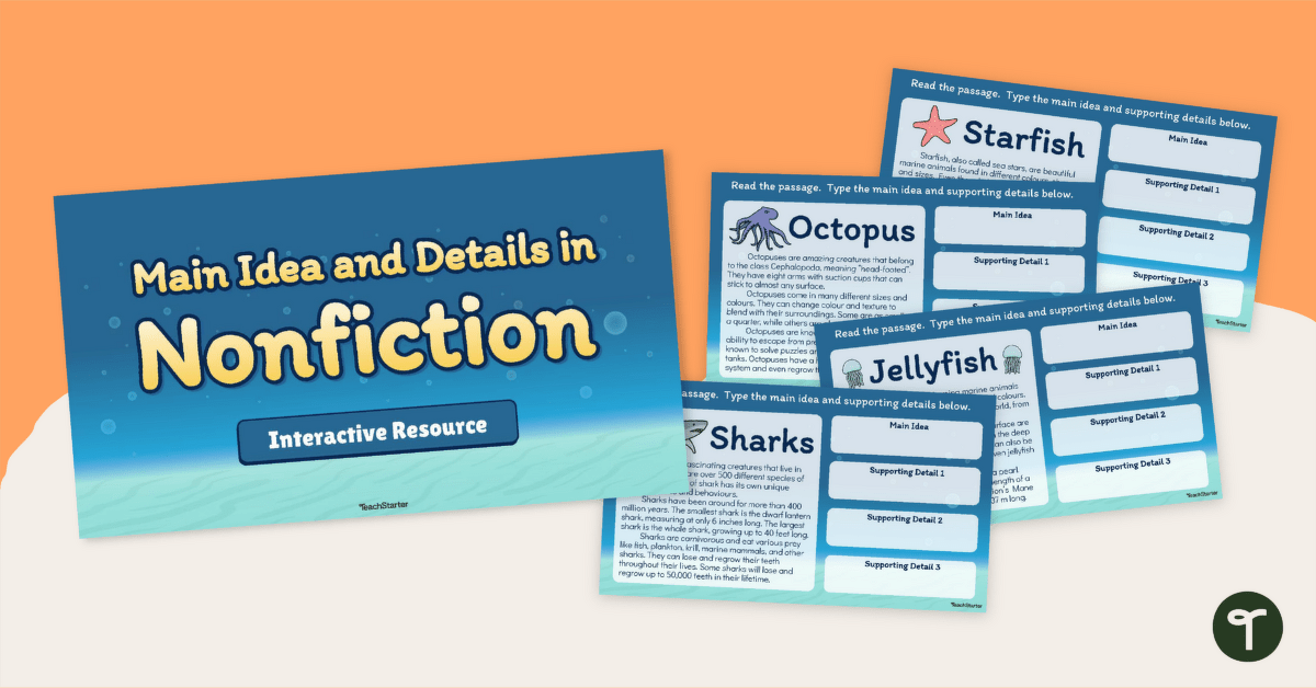 Main Idea and Details in Nonfiction - Interactive Activity teaching resource
