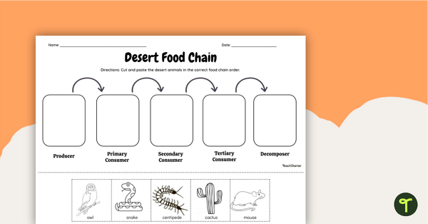 Go to Desert Food Chain - Cut and Paste Worksheet teaching resource