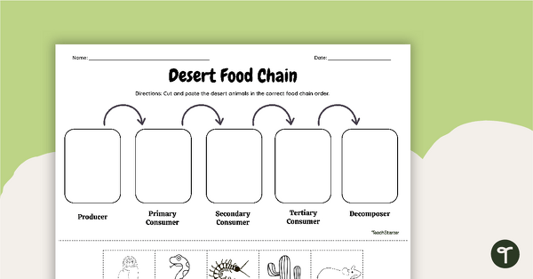 Go to Desert Food Chain - Cut and Paste Worksheet teaching resource