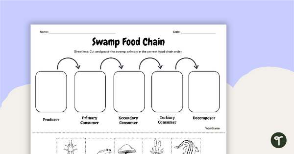 Go to Swamp Food Chain - Cut and Paste Worksheet teaching resource