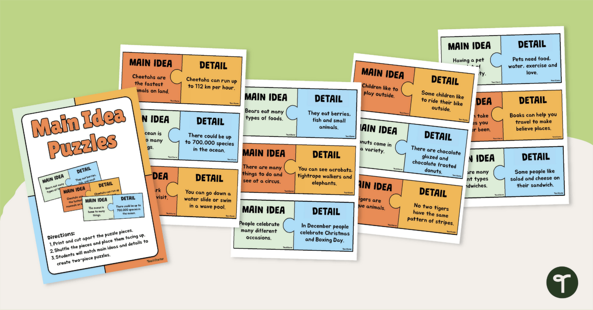 Main Idea and Detail Puzzle teaching resource