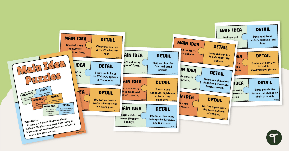 Main Idea and Detail Puzzle teaching resource