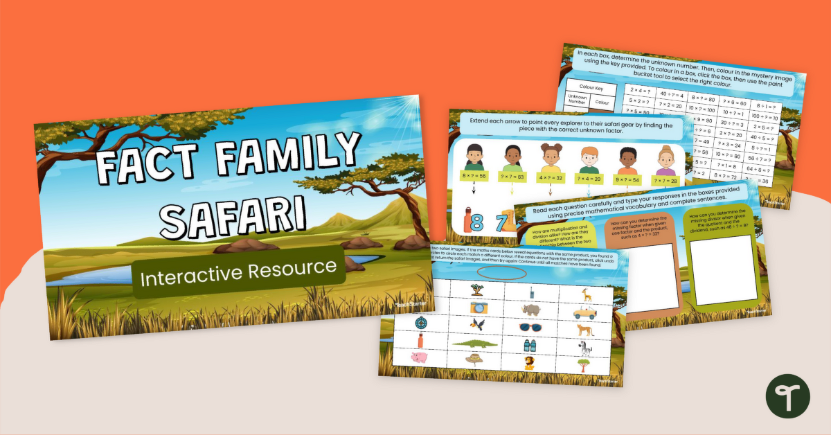 Fact Family Safari (Multiplication and Division) Interactive Resource teaching resource