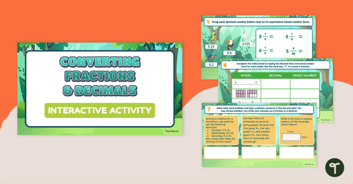 Converting Fractions and Decimals – 6th Grade Interactive Activity teaching resource