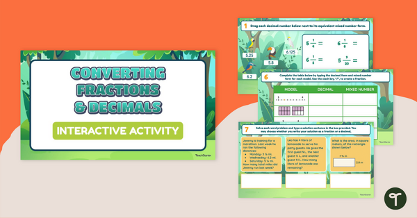 Go to Converting Fractions and Decimals – 6th Grade Interactive Activity teaching resource
