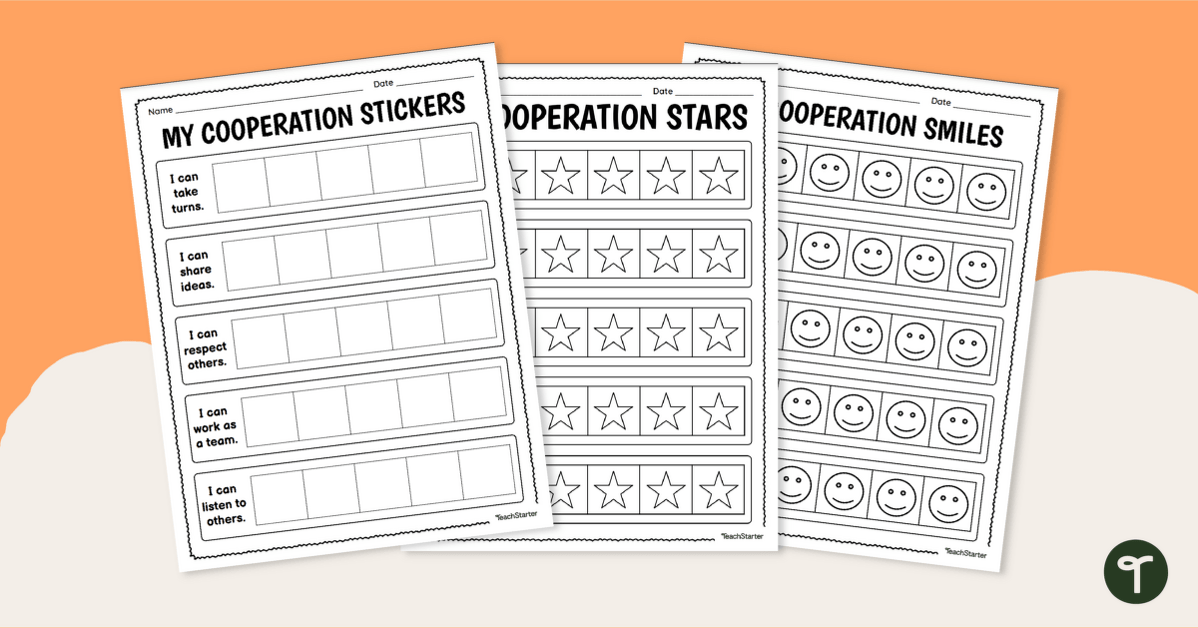 My Cooperation Sticker Chart - Printable teaching resource