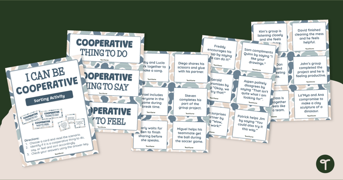 I Can Be Cooperative - Social Skills Sort teaching resource