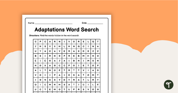 Image of Adaptation Vocabulary - Word Search