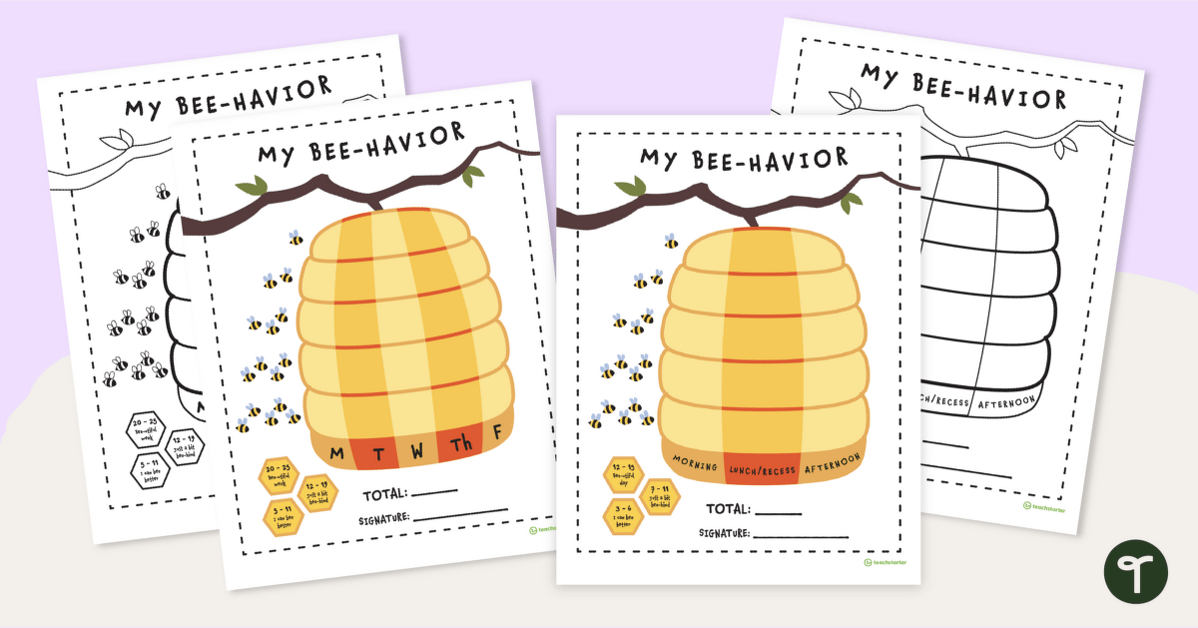 Printable Behavior Tracker - Bees teaching resource