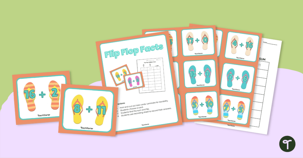 Addition Turnarounds Flip Flop Task Cards teaching resource