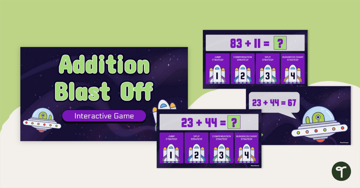 Blast Off Addition Strategy Interactive Activity teaching resource
