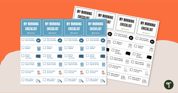 Printable Bookmark - Morning Routine Checklist teaching resource