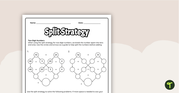 Go to Split Strategy Worksheet teaching resource