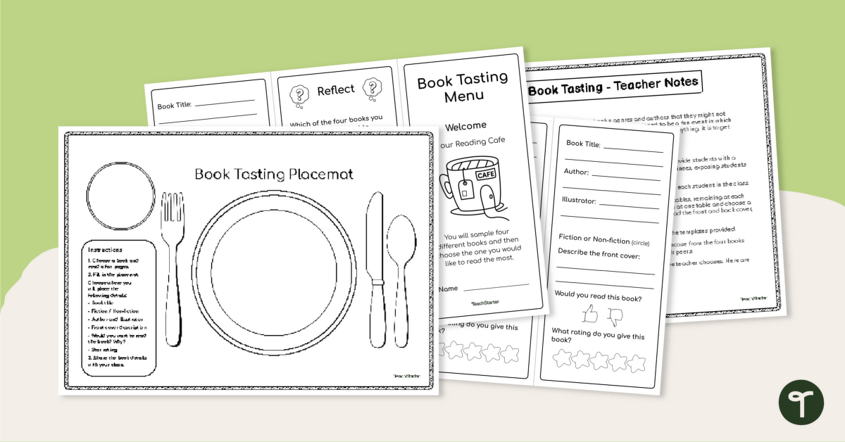 Book Tasting Placemat and Brochure Templates Teach Starter