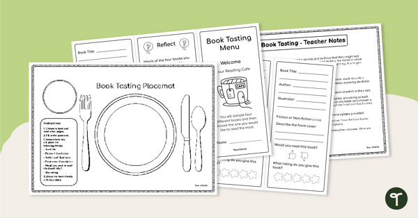 Book Tasting Placemat And Brochure Templates Teach Starter