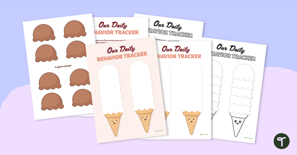 Class Behavior Tracker - Ice Cream Template teaching resource