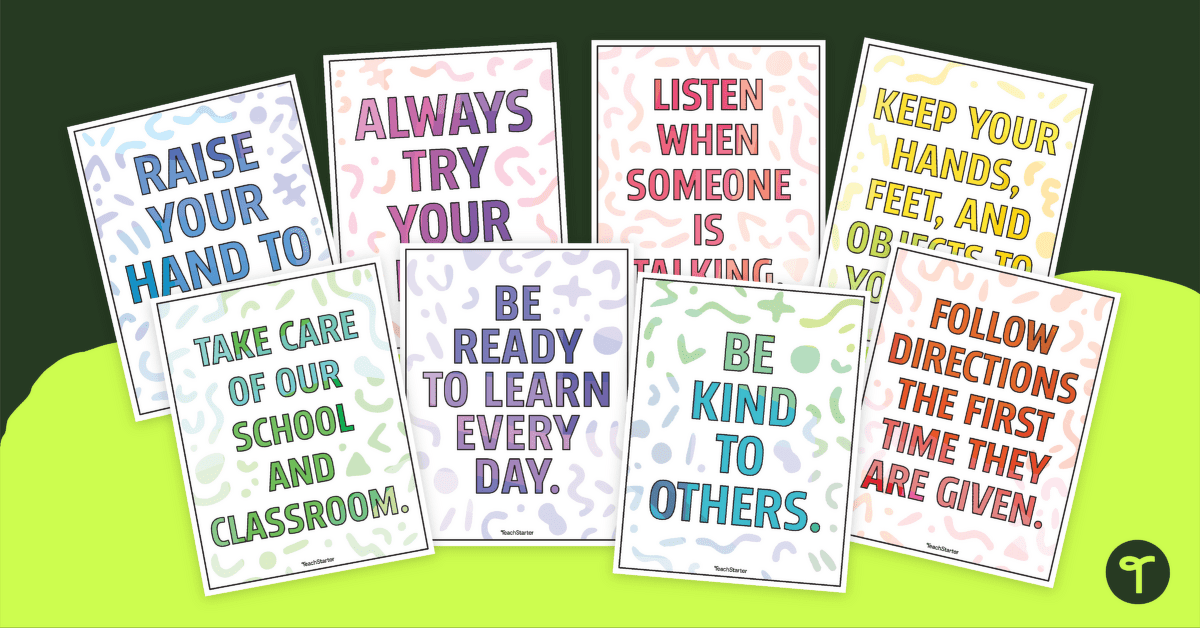 Our Class Rules - Set of 8 Posters teaching resource