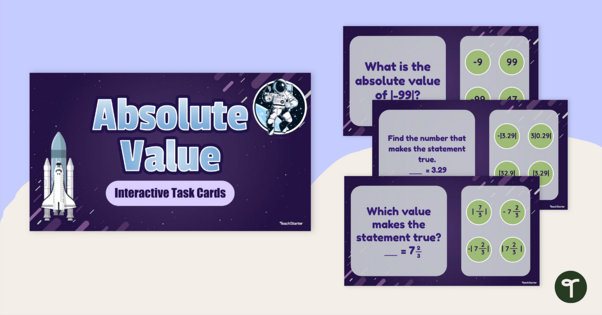 Absolute Value – Interactive Task Cards for 6th Grade teaching resource