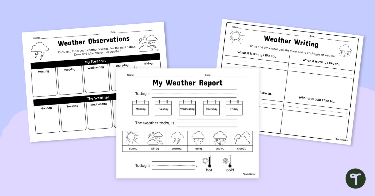 Weather Worksheets for Kindergarten teaching resource