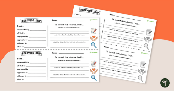 Go to Behavior Reflection Sheet – Upper Grades teaching resource