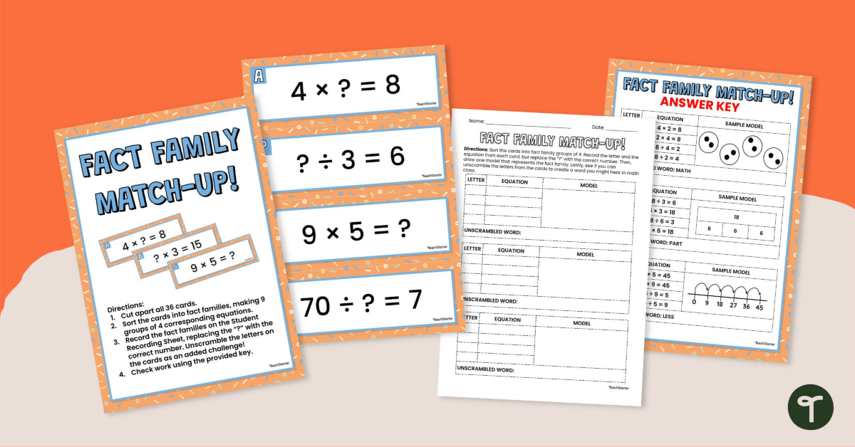 Fact Family Matching Game (Multiplication and Division) teaching resource