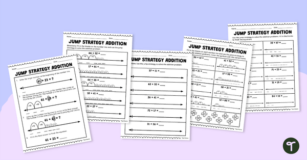 Go to Jump Strategy Addition Worksheet Pack teaching resource
