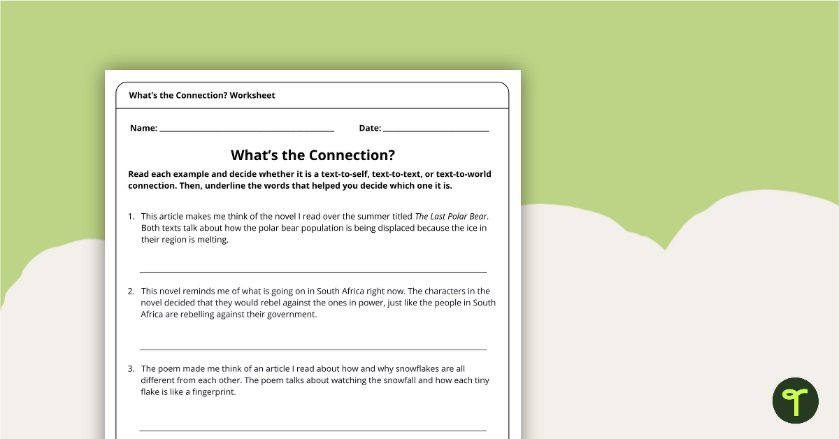 What's the Connection? Worksheet teaching resource