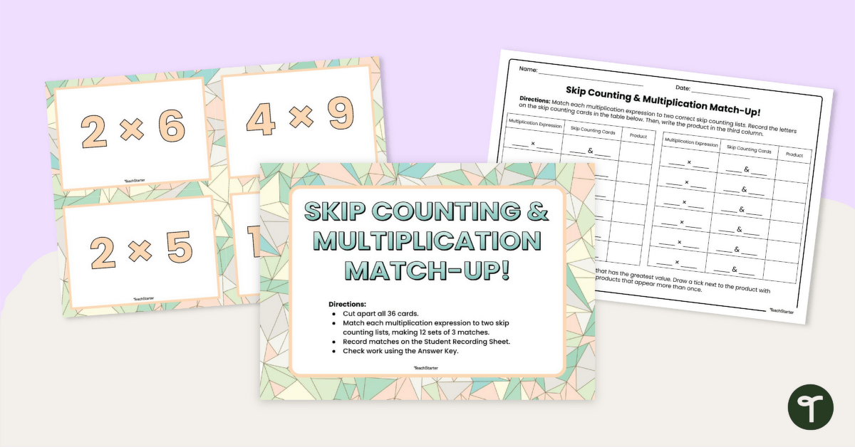 Skip Counting and Multiplication Matching Game teaching resource